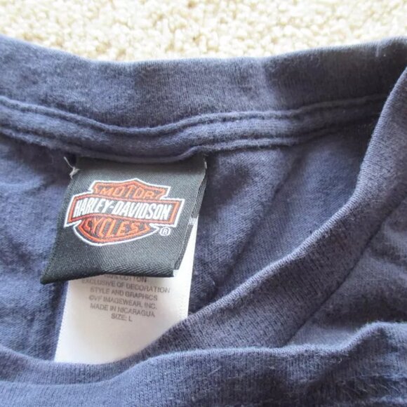 Harley Davidson Blue Short Sleeved Shirt, Size L, 100% Cotton, Nags Head - Picture 3 of 5